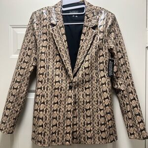 Danielle Bernstein Women's M Snake Print Vegan Leather Boss Babe Edgy NWT Blazer